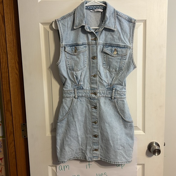 Zara Denim Mini Dress - Picture 3 of 10